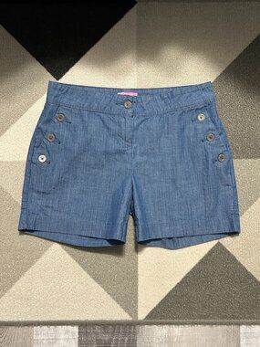 Isaac Mizrahi New York Chambray Tailored Shorts Button Detail Women's Size 6